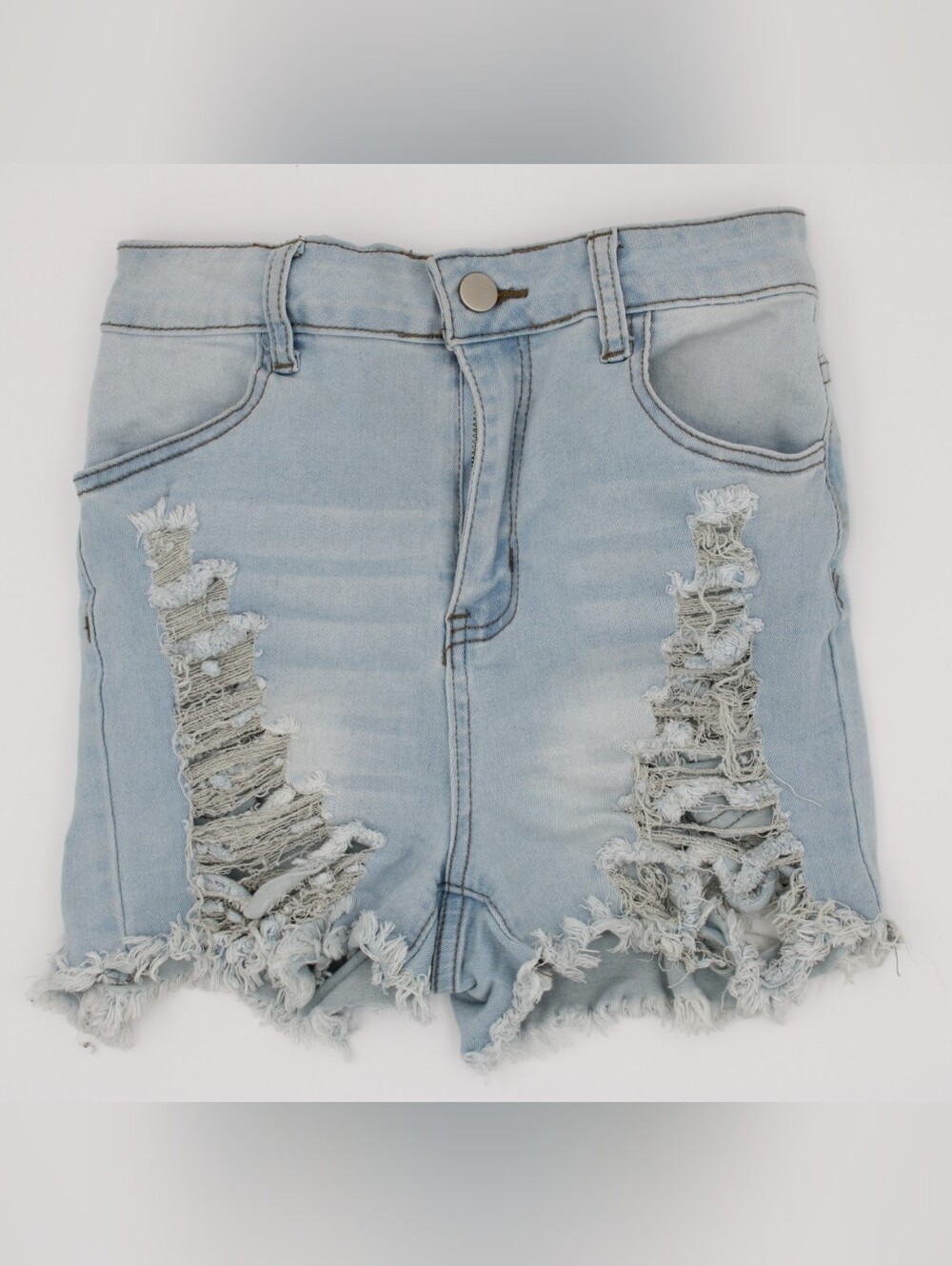 SHEIN Distressed Light Wash Cutout Denim Shorts – Small